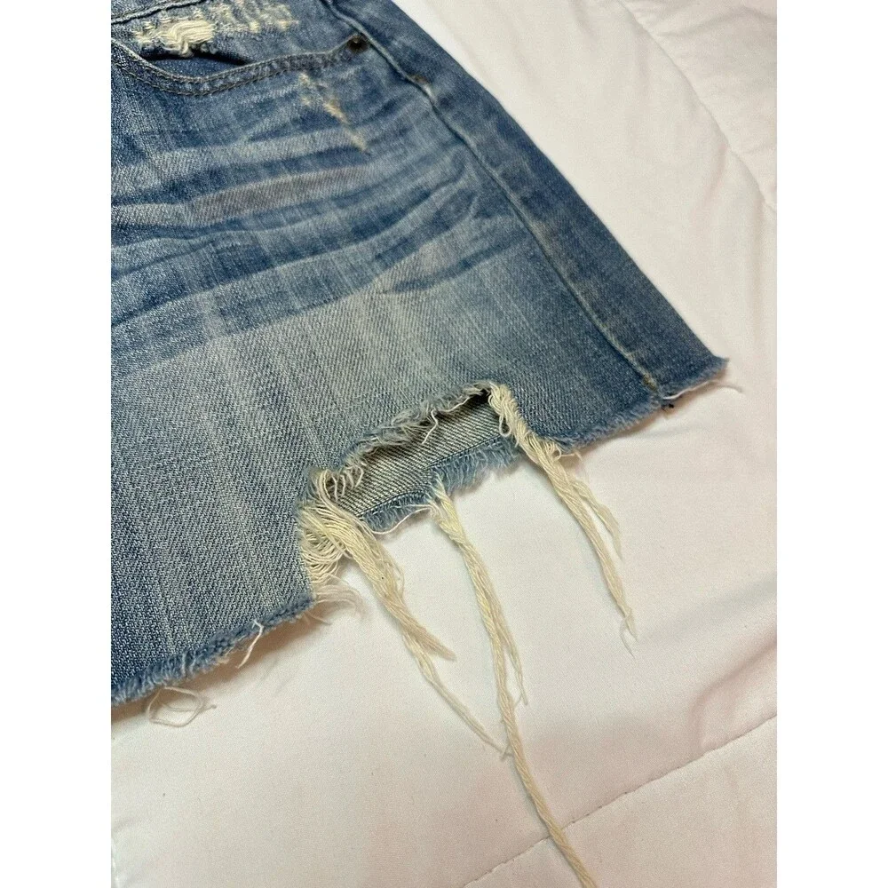 Y2K 00s Forever 21 Denim Mini Skirt Festival Boho M Women 30” Waist Distressed